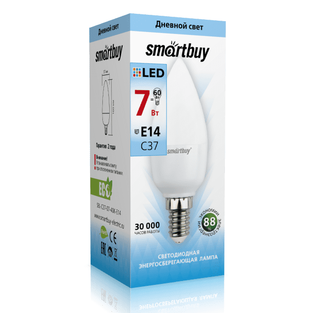 Лампа Smartbuy С37-07W/4000/E14 ( SBL-С37-07-4K-E14 )