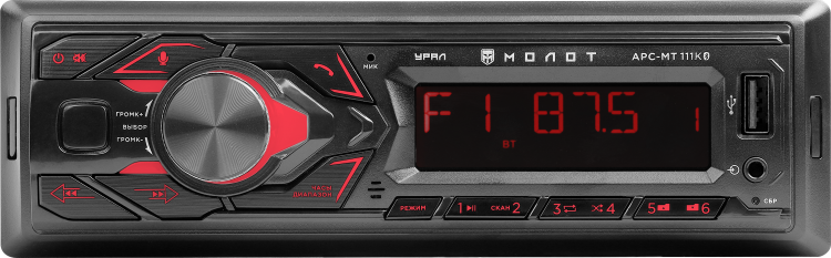 1-DIN USB/SD-ресиверы (без CD) Ural Урал МОЛОТ АРС-МТ 111К 