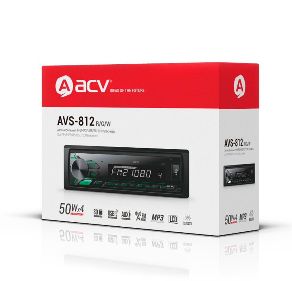 1-DIN USB/SD-ресиверы (без CD) ACV AVS-812W 