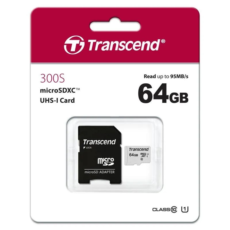 Карты памяти SD Transcend MicroSD 64Gb (SD adapter )