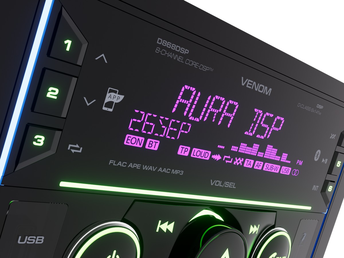 2-DIN DVD/MP3 ресиверы AurA VENOM-D868DSP 