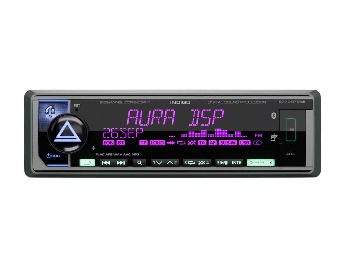 1-DIN USB/SD-ресиверы (без CD) AurA INDIGO-877DSP MkII 