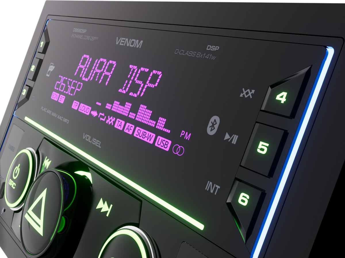 2-DIN DVD/MP3 ресиверы AurA VENOM-D868DSP 