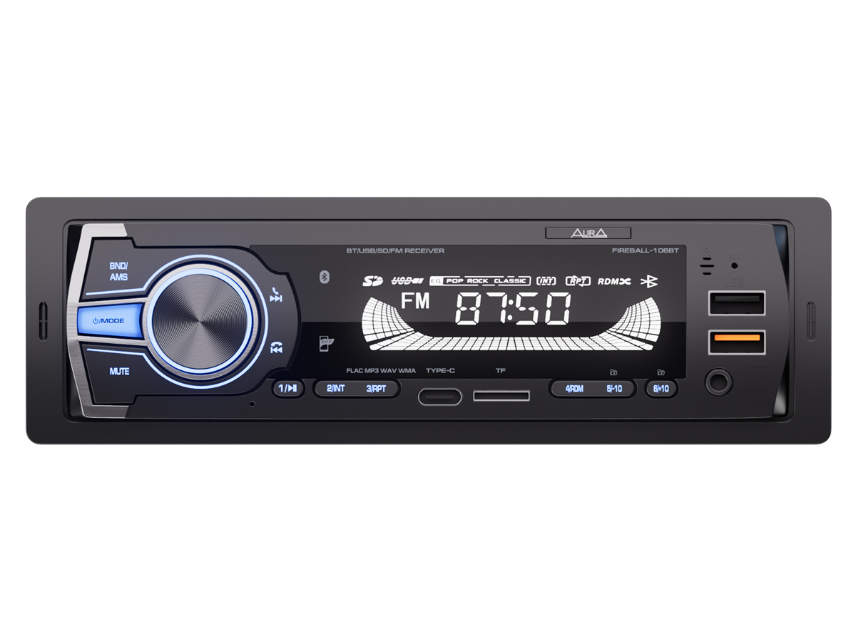 1-DIN USB/SD-ресиверы (без CD) AurA FIREBALL-106BT 