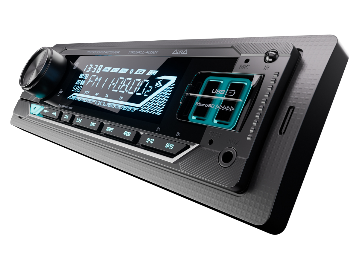 1-DIN USB/SD-ресиверы (без CD) AurA FIREBALL-450BT 