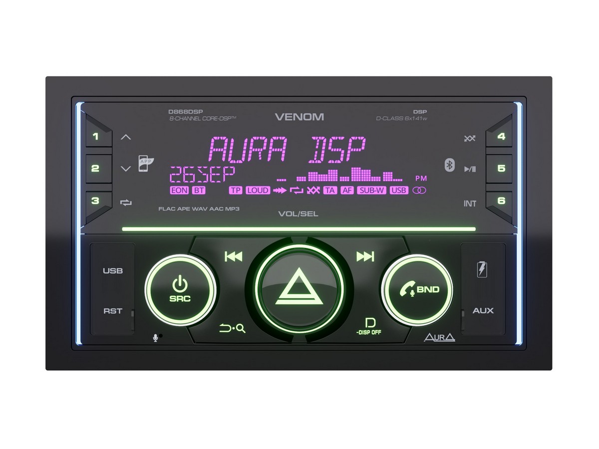 2-DIN DVD/MP3 ресиверы AurA VENOM-D868DSP 