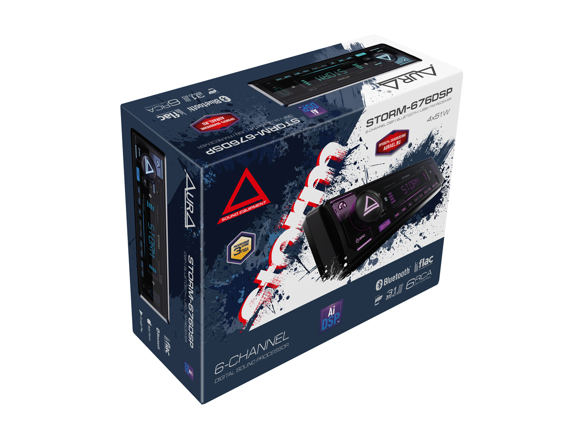 1-DIN USB/SD-ресиверы (без CD) AurA STORM-676DSP 