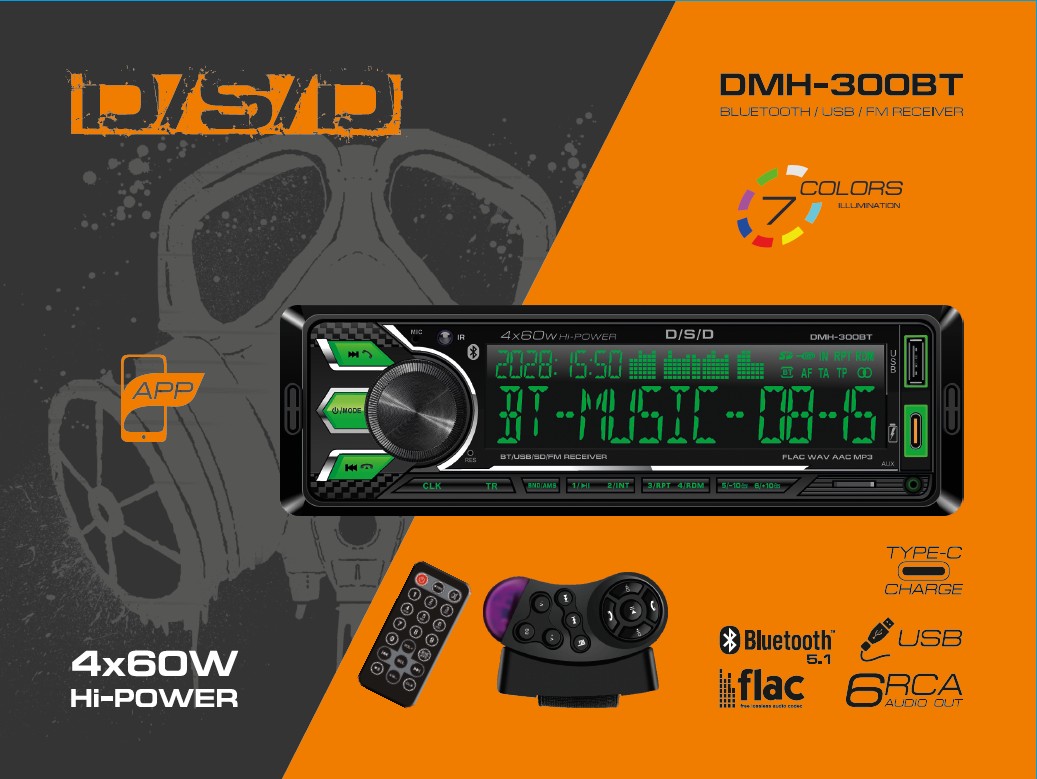 1-DIN USB/SD-ресиверы (без CD) D/S/D DMH-300BT 