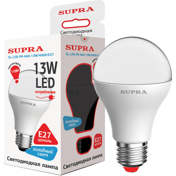 Лампы Supra SL-LED-PR-A60-13W/4000/E27