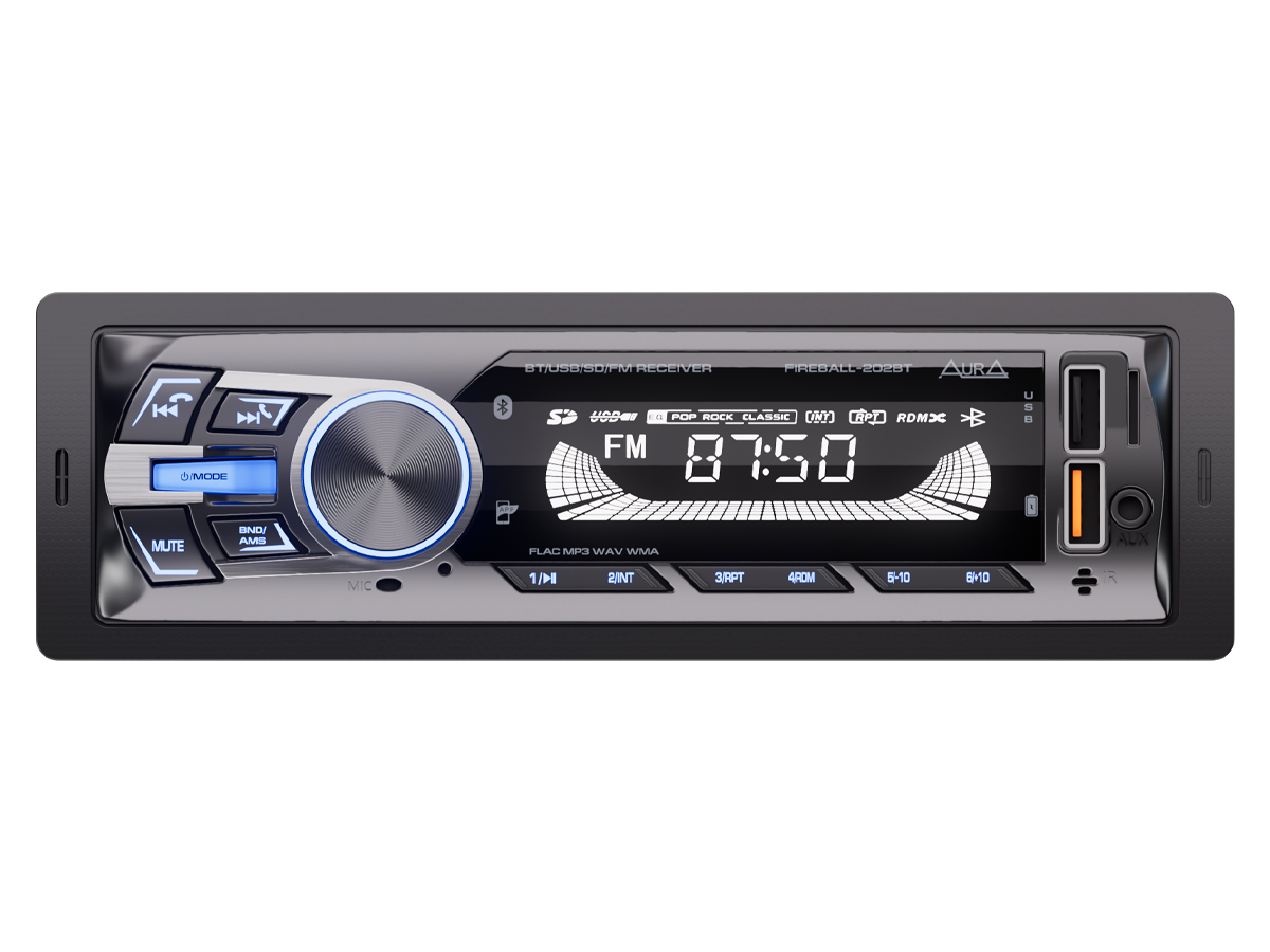 1-DIN USB/SD-ресиверы (без CD) AurA FIREBALL-202BT 