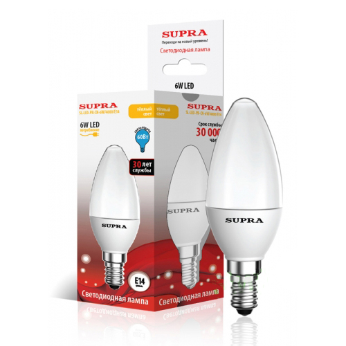 Лампы Supra SL-LED-PR-CN-6W/3000/E14