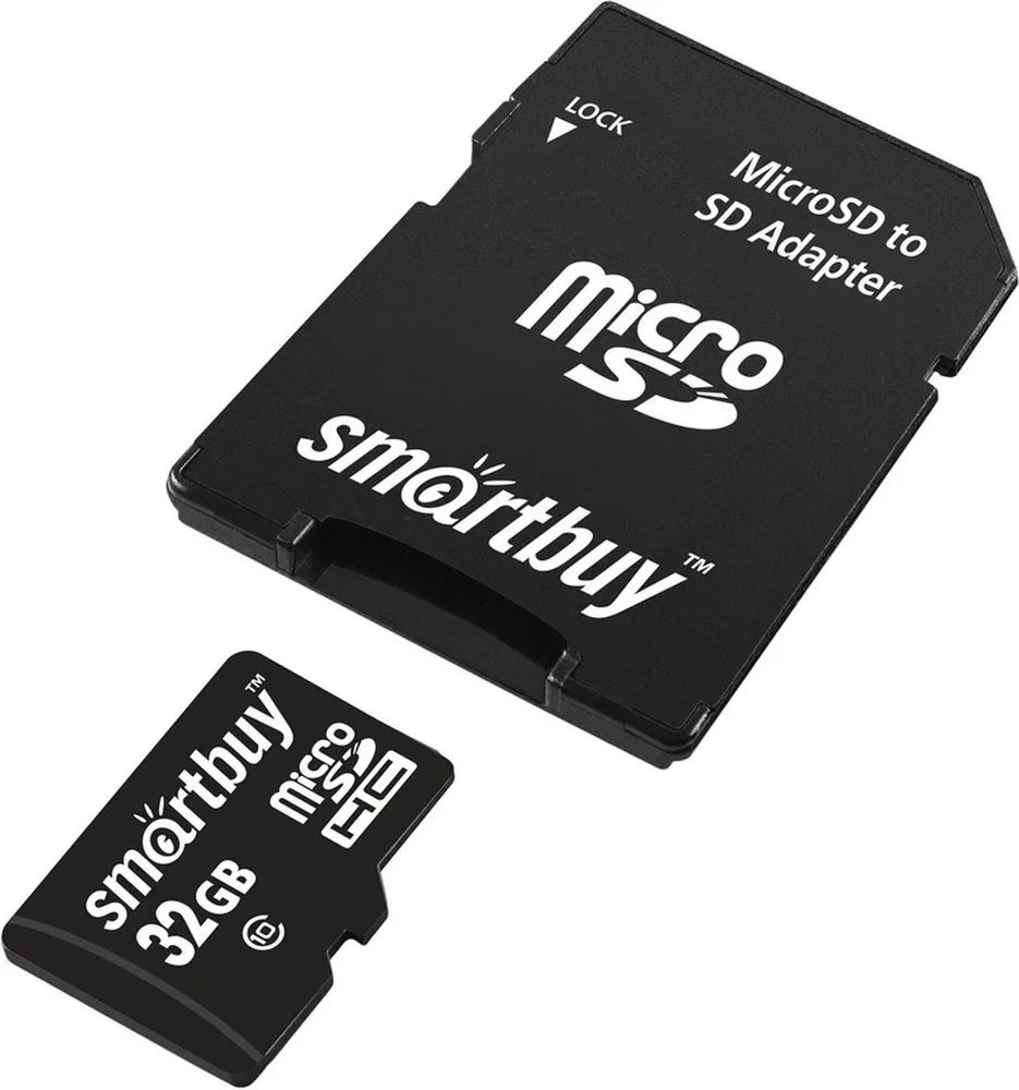 Карты памяти SD Smartbuy MicroSDHC 32Gb Class 10 (с адаптером SD)