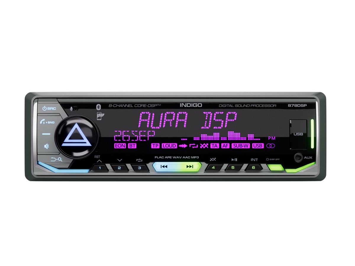 1-DIN USB/SD-ресиверы (без CD) AurA INDIGO-878DSP 