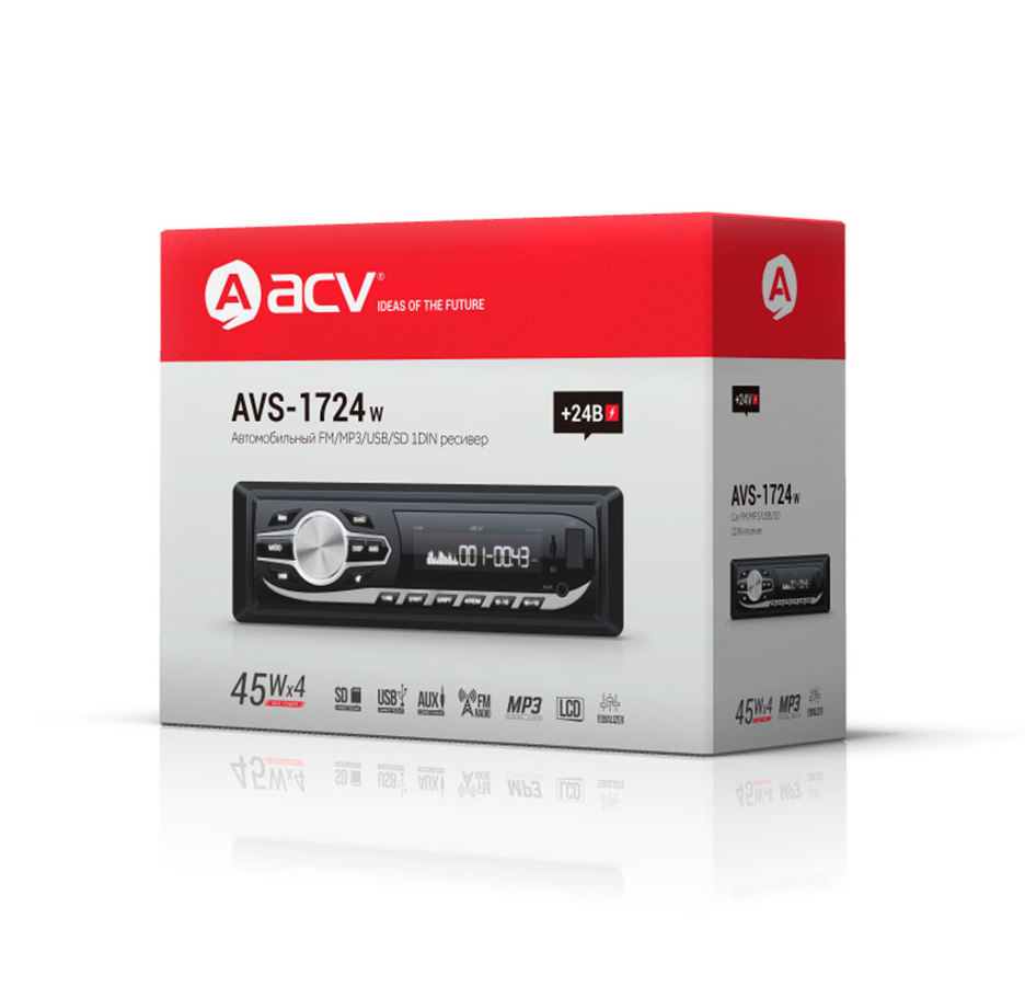 1-DIN USB/SD-ресиверы (без CD) ACV AVS-1724W 