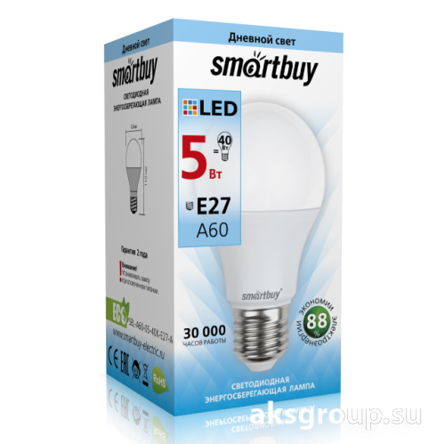 Лампа Smartbuy A60-05W/4000/E27 ( SBL-A60-05-4K-E27 )