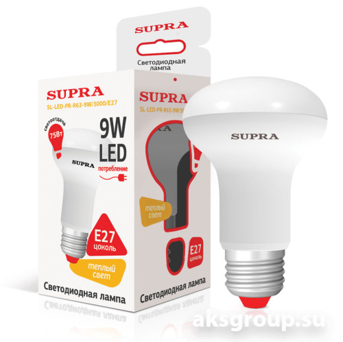 Лампы Supra SL-LED-PR-R63-9W/3000/E27