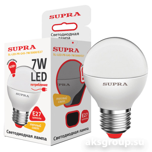 Лампы Supra SL-LED-PR-G45-7W/3000/E27