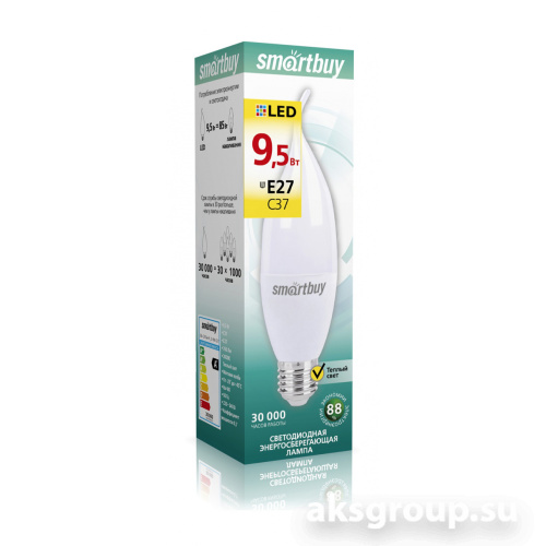 Лампа Smartbuy С37-9.5W/3000/E14 ( SBL-С37-9.5-30K-E14 )