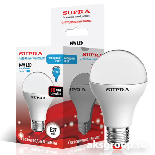 Лампы Supra SL-LED-PR-A60-14W/4000/E27