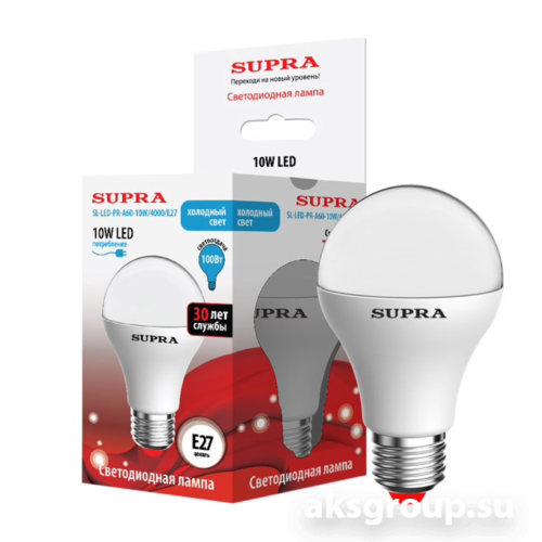 Лампы Supra SL-LED-PR-A60-10W/4000/E27