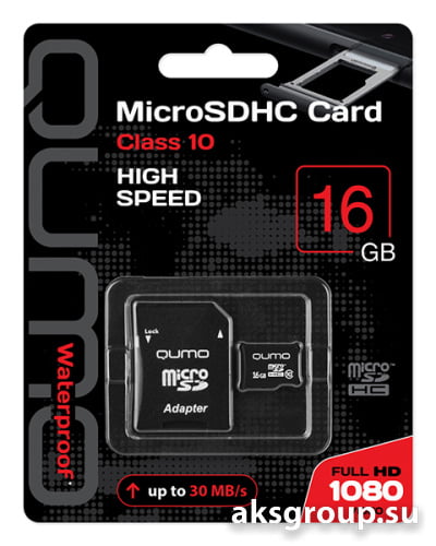 Qumo MicroSDHC 16Gb Class 10 (с адаптером SD)