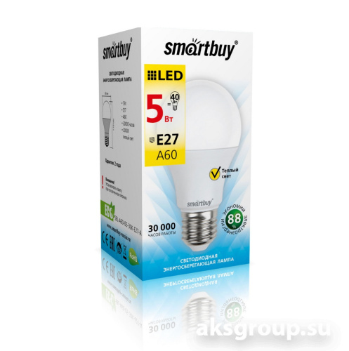 Лампа Smartbuy A60-05W/3000/E27 ( SBL-A60-05-3K-E27 )