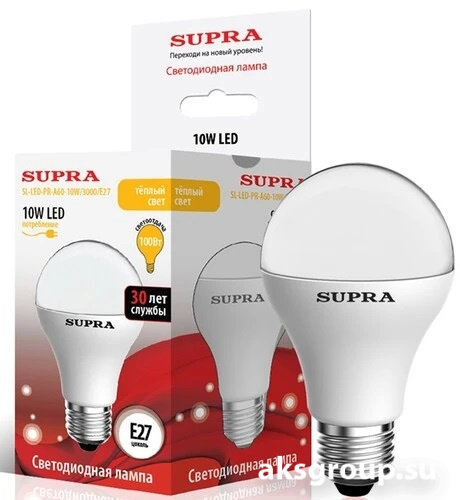 Лампы Supra SL-LED-PR-A60-10W/3000/E27