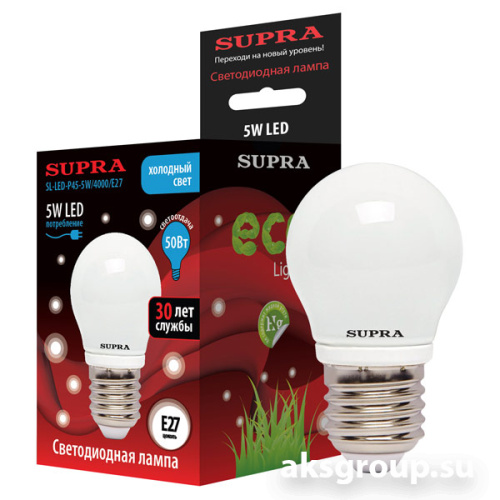 Лампы Supra SL-LED-P45-5W/4000/E27