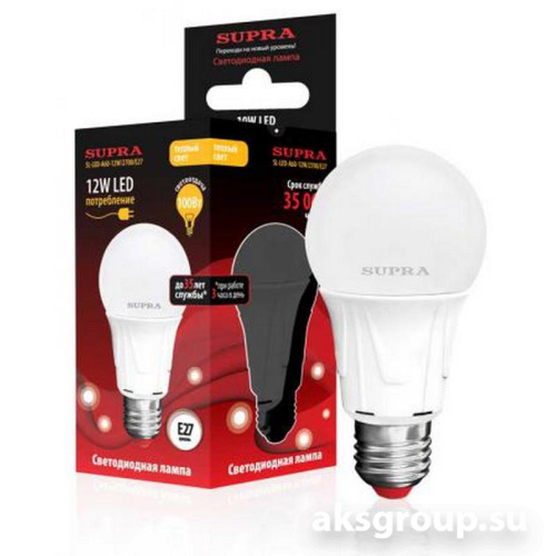 Лампы Supra SL-LED-A60-12W/2700/E27