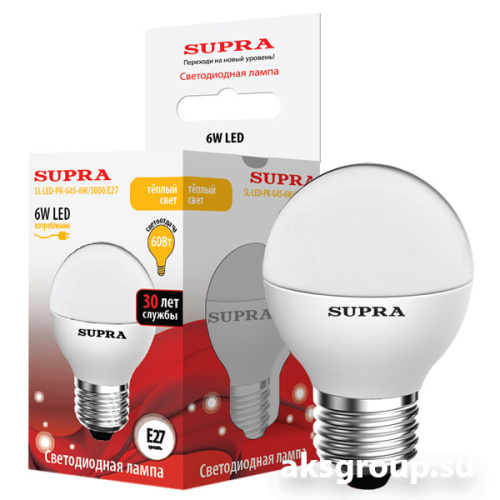 Лампы Supra SL-LED-PR-G45-6W/3000/E27