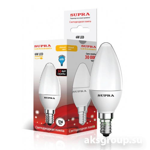Лампы Supra SL-LED-PR-CN-6W/3000/E14
