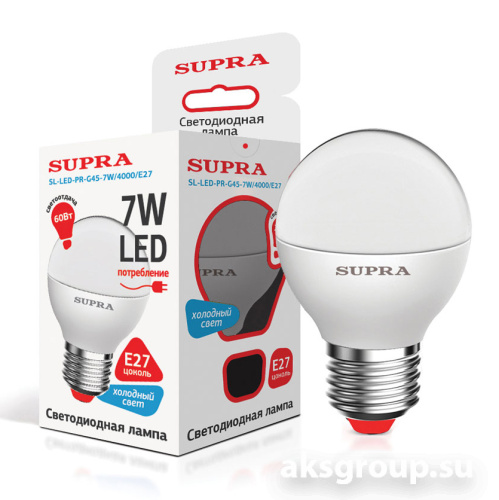 Лампы Supra SL-LED-PR-G45-7W/4000/E27
