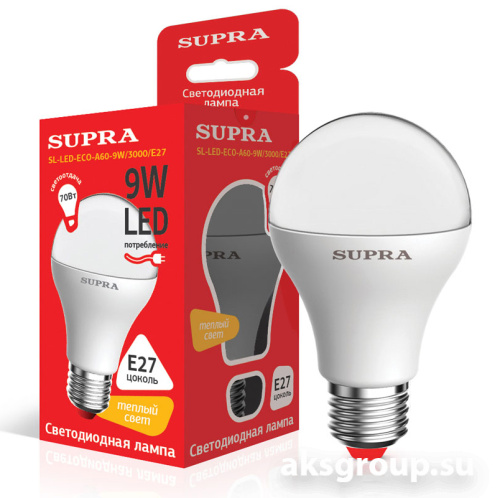 Лампы Supra SL-LED-ECO-A60-9W/3000/E27
