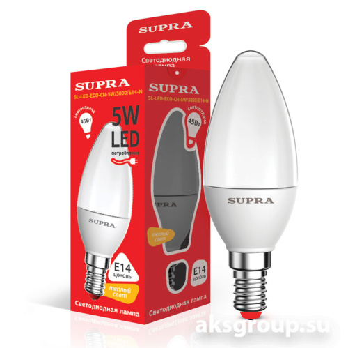 Лампы Supra SL-LED-ECO-CN-5W/3000/E14