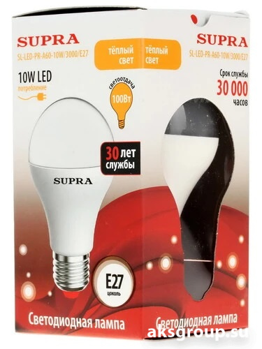 Лампы Supra SL-LED-PR-A60-10W/3000/E27