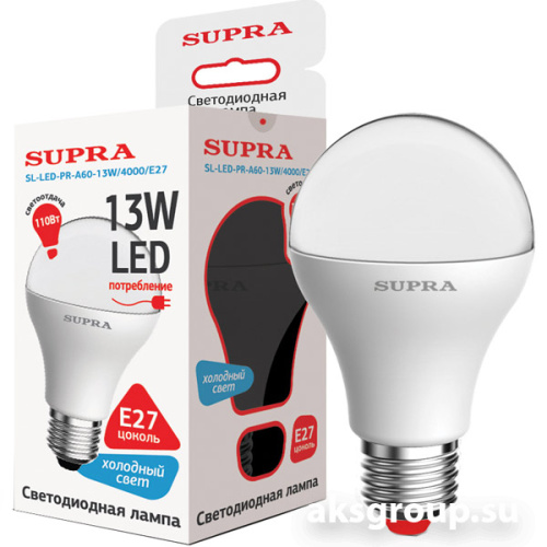 Лампы Supra SL-LED-PR-A60-13W/4000/E27