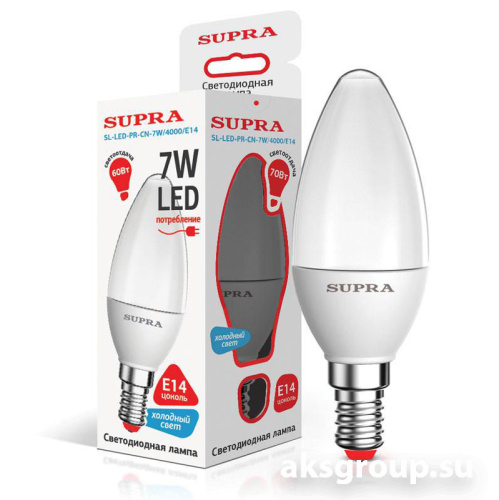 Лампы Supra SL-LED-PR-CN-7W/4000/E14