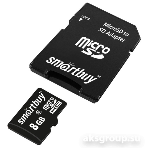 Smartbuy MicroSDHC 8Gb Class 10 (с адаптером SD)